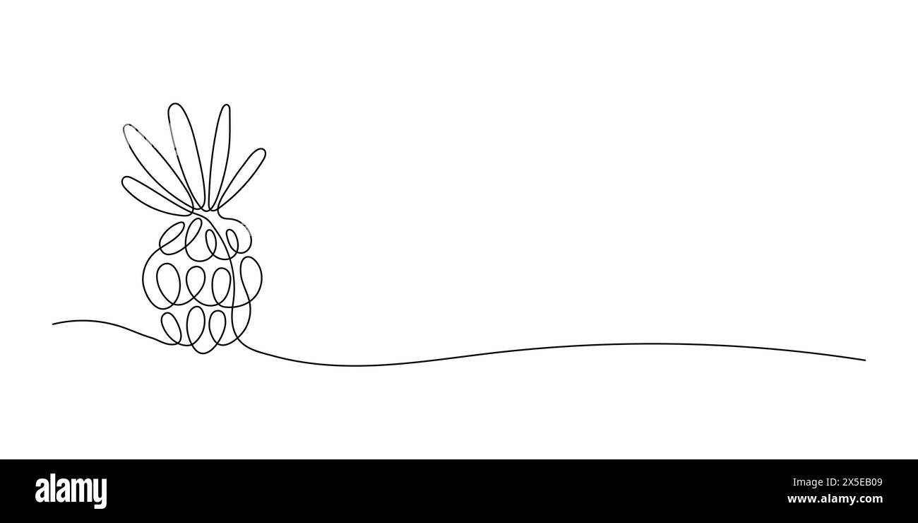 Fruit d'ananas dans le style d'art de ligne continue sur fond blanc. Griffonnage minimaliste de la ligne noire. Illustration vectorielle. Modèle pour votre conception. Illustration de Vecteur