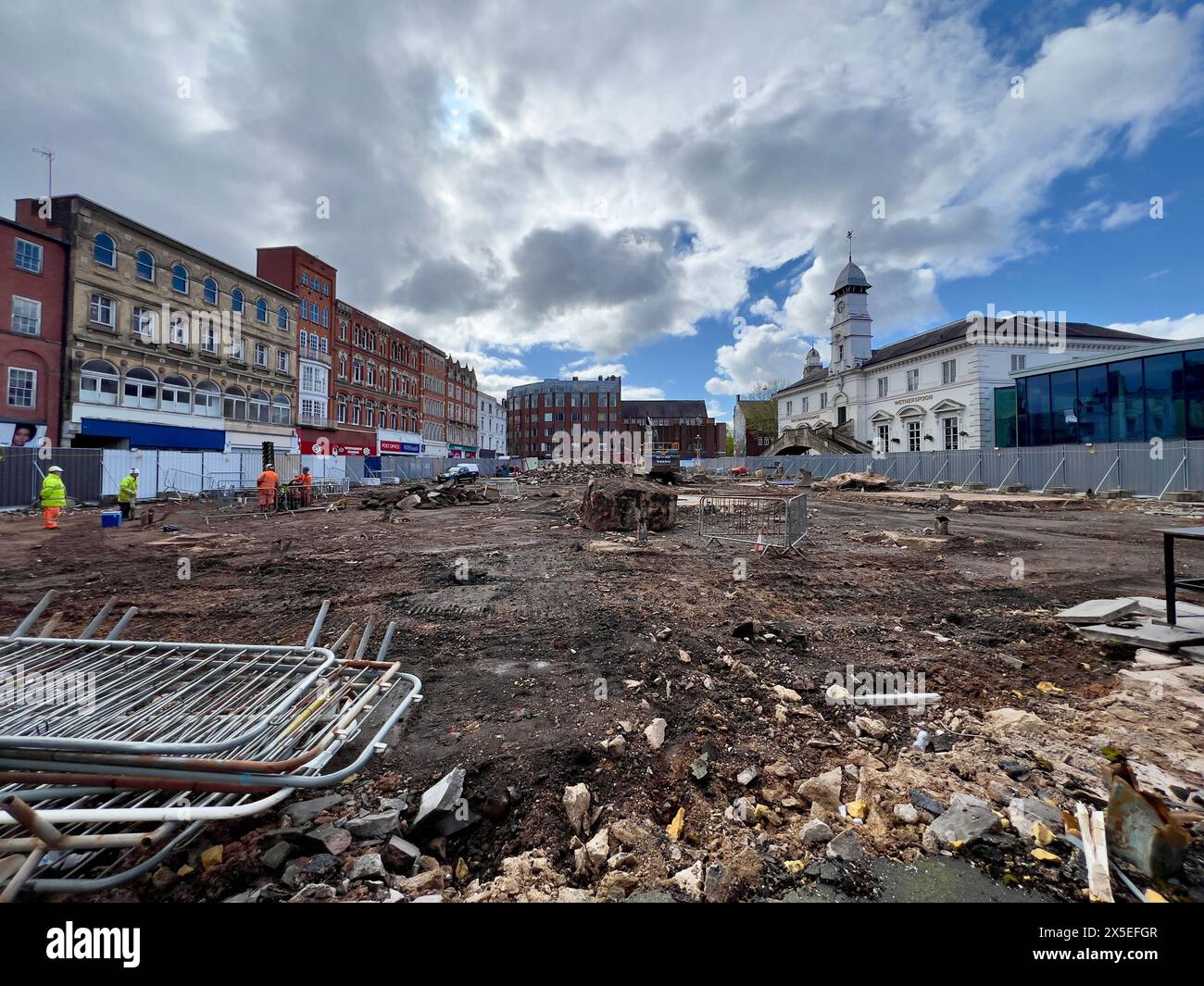 L'ancien site du marché historique de Leicester après sa démolition. Banque D'Images