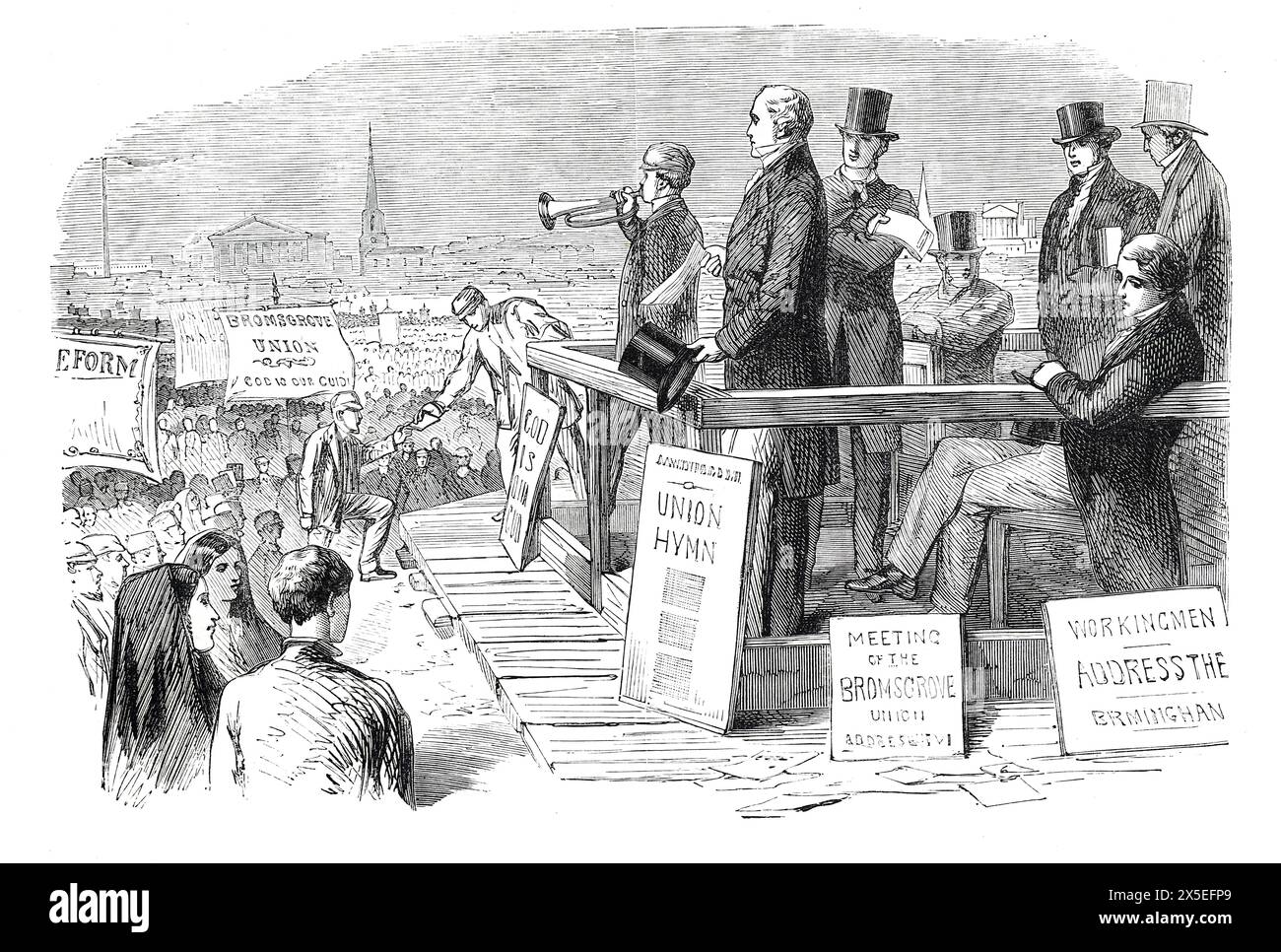 La Grande manifestation de réforme à Birmingham, le 7 mai 1832. La réunion des syndicats, également connue sous le nom de réunion des syndicats, a eu lieu à Newhall Hill, Birmingham. Environ 200 000 pople étaient présents. Illustration tirée de Cassell's History of England, vol VII. Nouvelle édition publiée Circ 1873-5. Banque D'Images