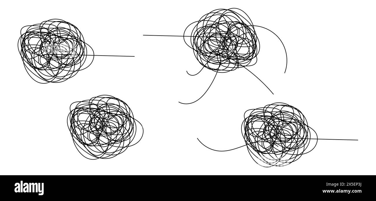 Illustration vectorielle de dessin de ligne emmêlée chaotiquement. Illustration de Vecteur