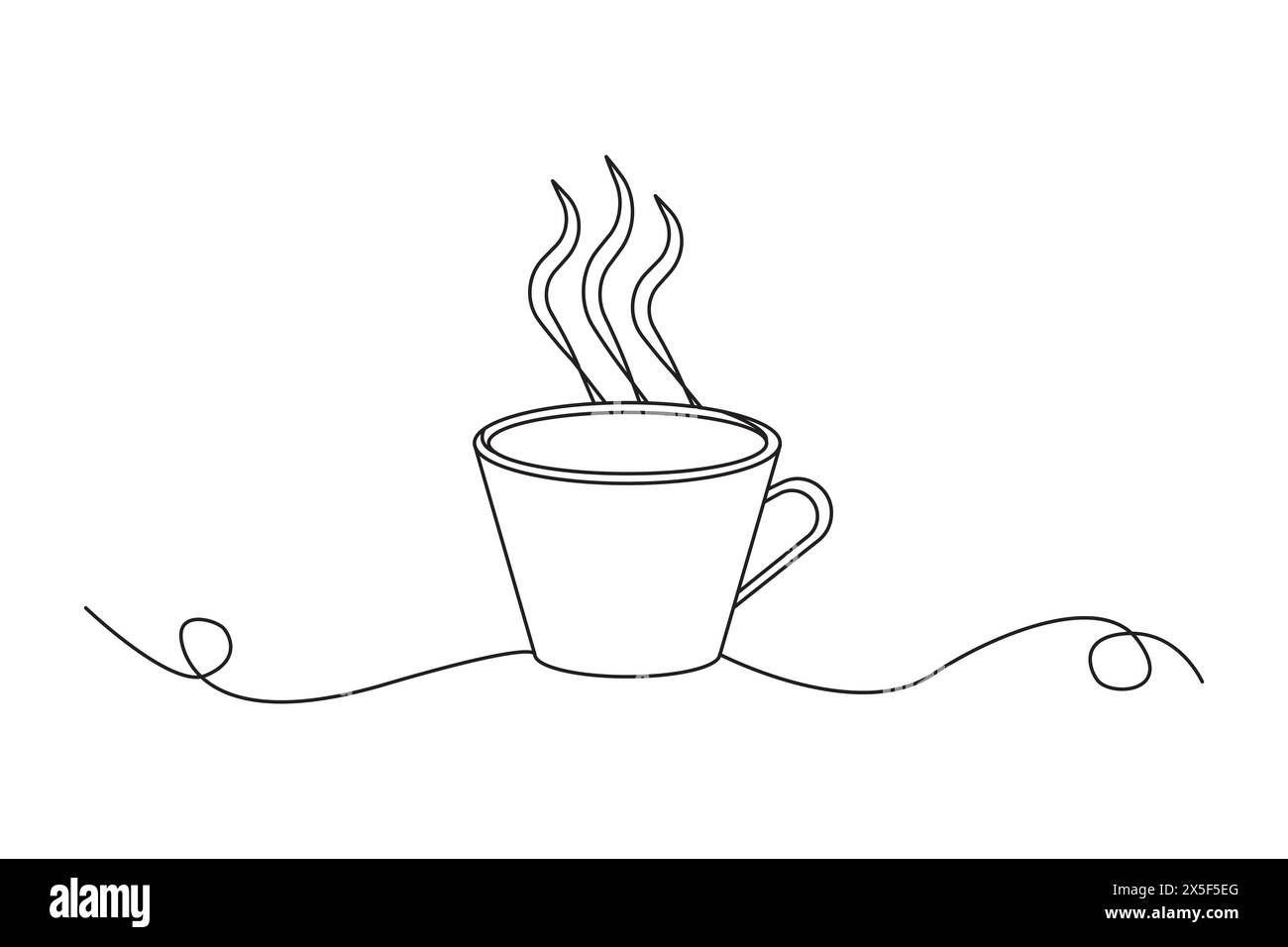 Ligne de tasse à café pour cuisson à la vapeur Dessin au trait continu. Boisson chaude vectorielle. Illustration de Vecteur