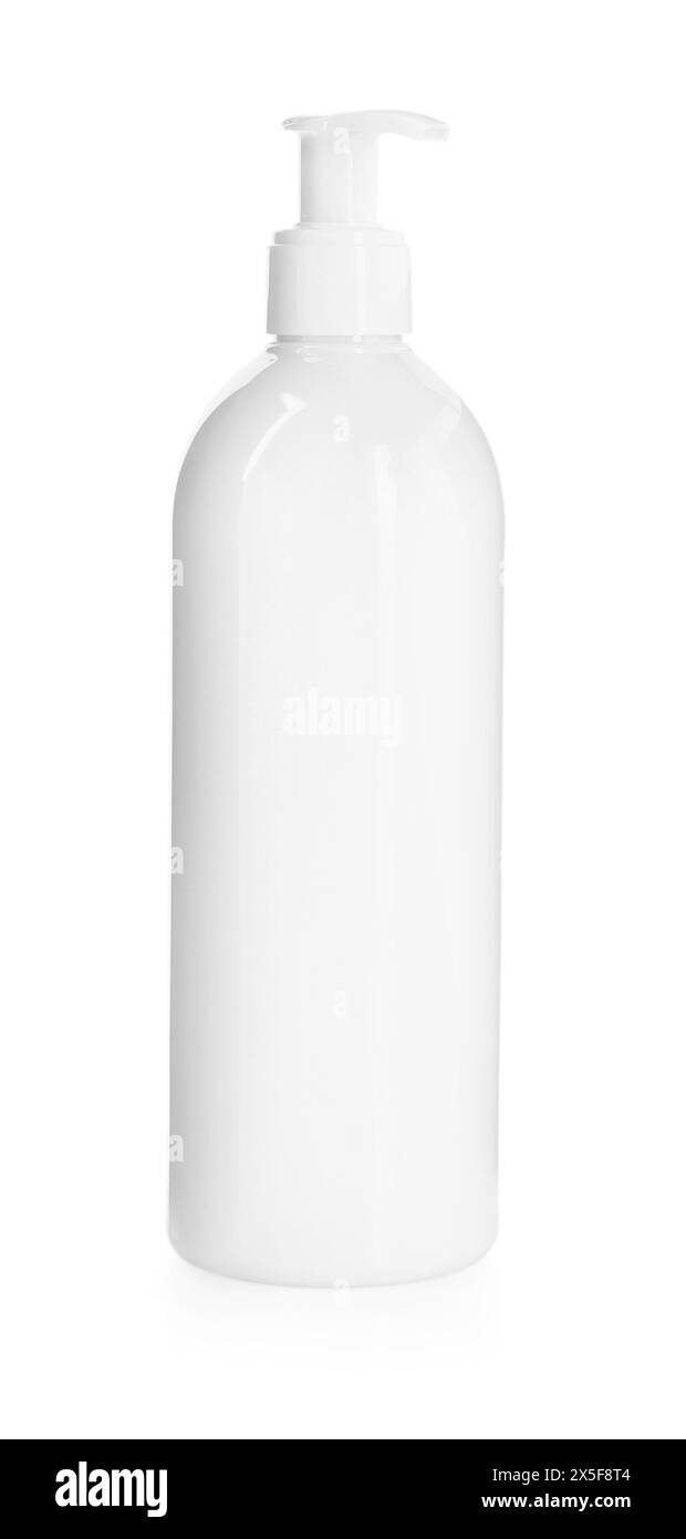 Bouteille de crème de soins du corps isolée sur blanc Banque D'Images