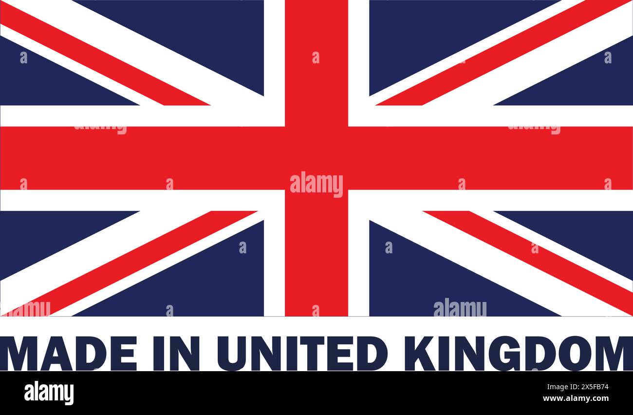 Fabriqué au Royaume-Uni, fabriqué en Angleterre, fabriqué au Royaume-uni, fabriqué en Grande-Bretagne, icône du produit britannique, étiquette Made in Britain Illustration de Vecteur