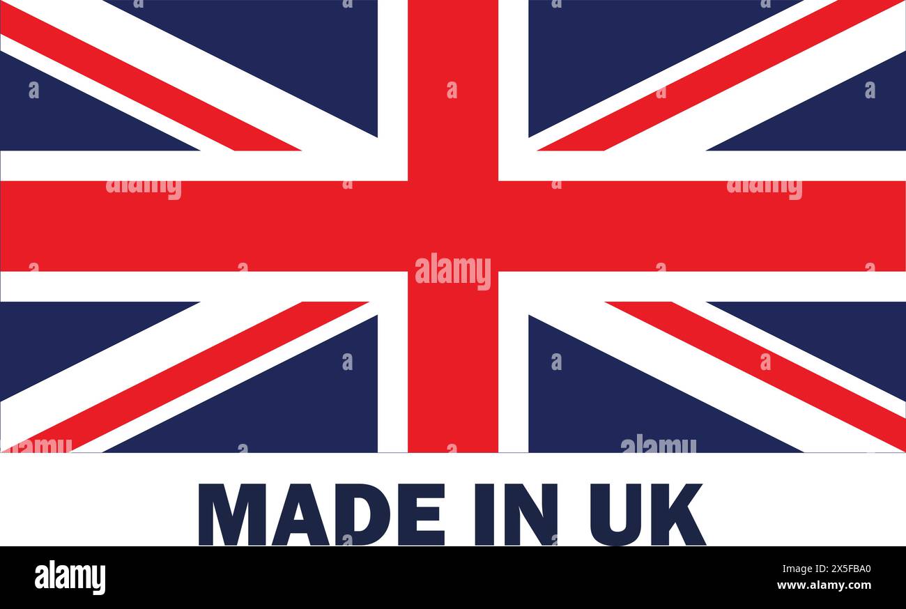 Fabriqué au Royaume-Uni, fabriqué en Angleterre, fabriqué au Royaume-uni, fabriqué en Grande-Bretagne, icône du produit britannique, étiquette Made in Britain Illustration de Vecteur