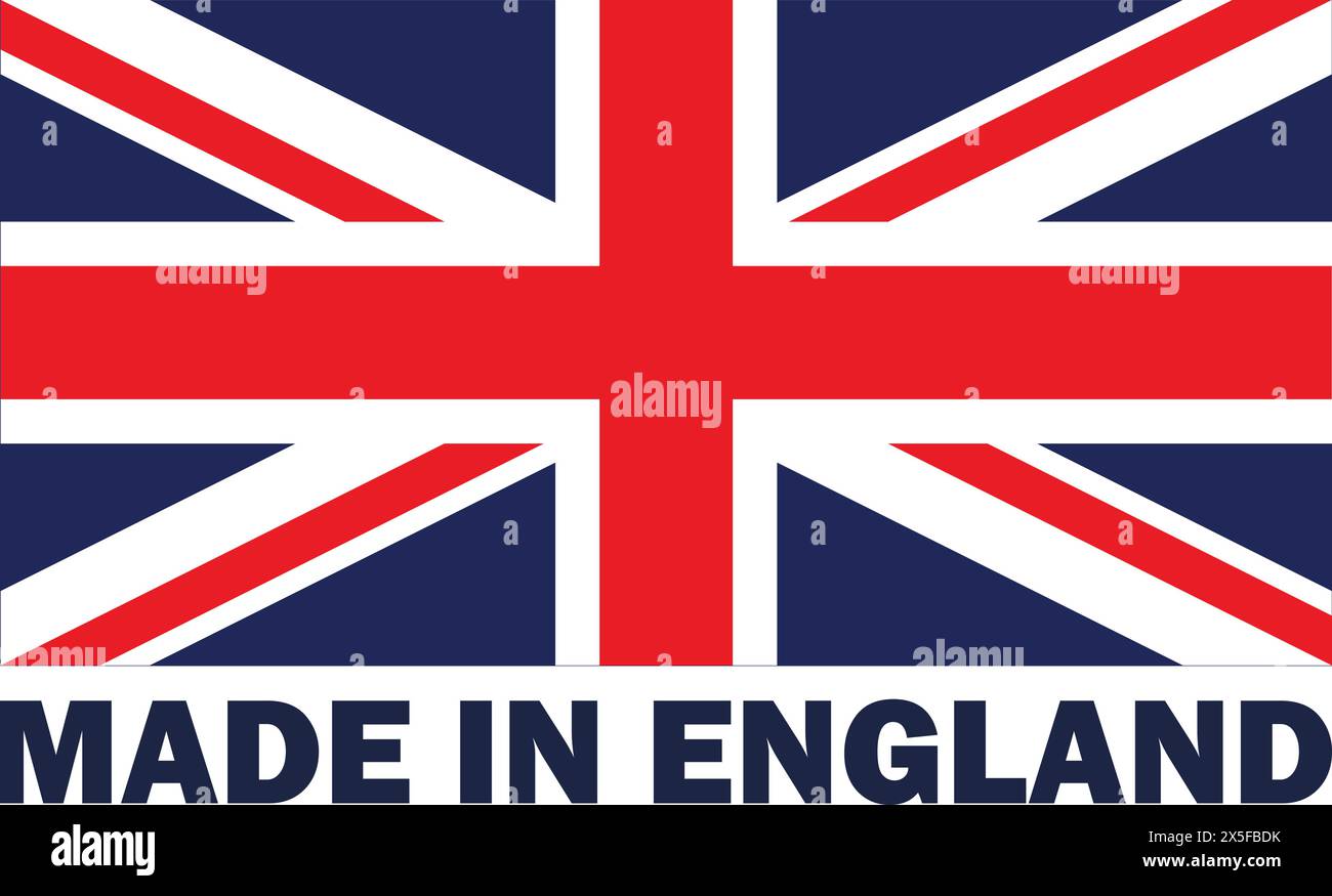 Fabriqué au Royaume-Uni, fabriqué en Angleterre, fabriqué au Royaume-uni, fabriqué en Grande-Bretagne, icône du produit britannique, étiquette Made in Britain Illustration de Vecteur