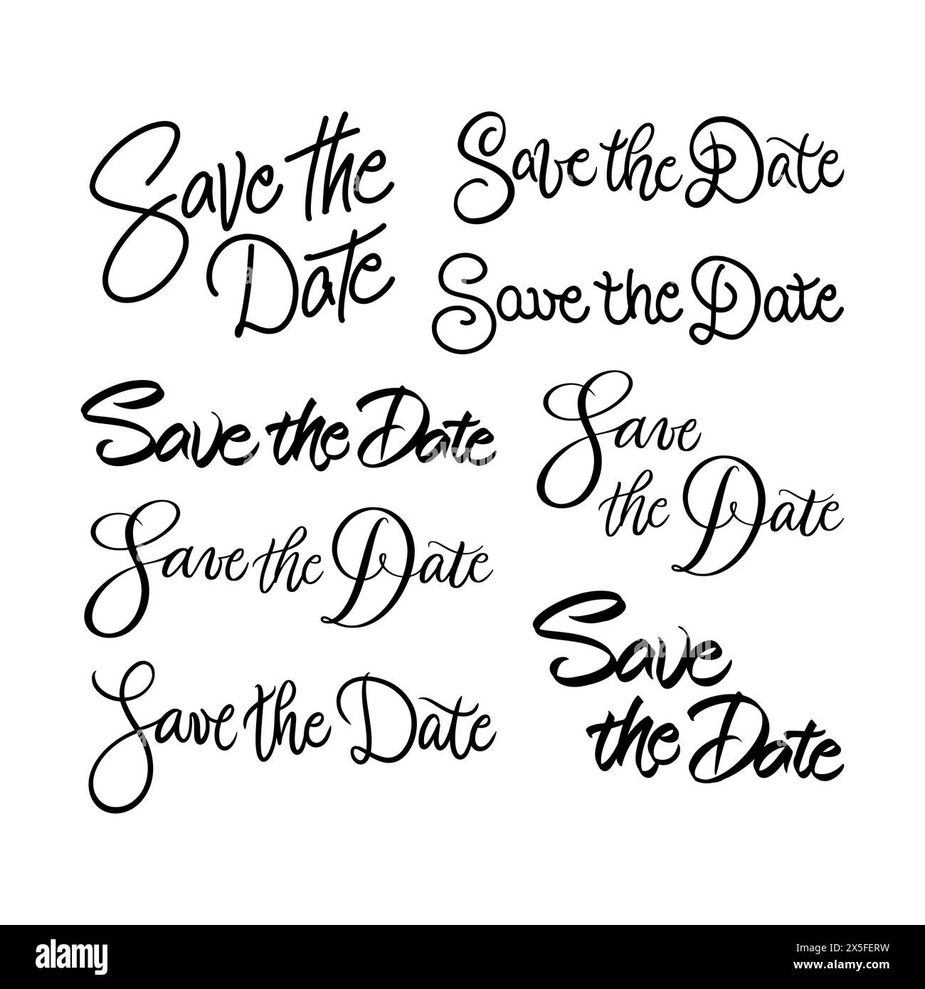 Lettrage Enregistrer la date définie Illustration de Vecteur