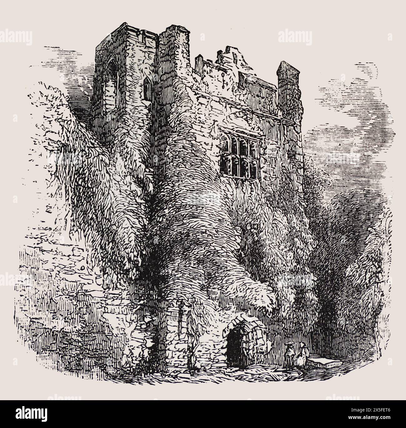 Tour de Marten dans le château de Chepstow où Henry Marten a été emprisonné pour son rôle dans le régicide du roi Charles 1er. xixe siècle. Illustration en noir et blanc de notre propre pays vol III publié par Cassell, Petter, Galpin & Co à la fin du XIXe siècle. Banque D'Images