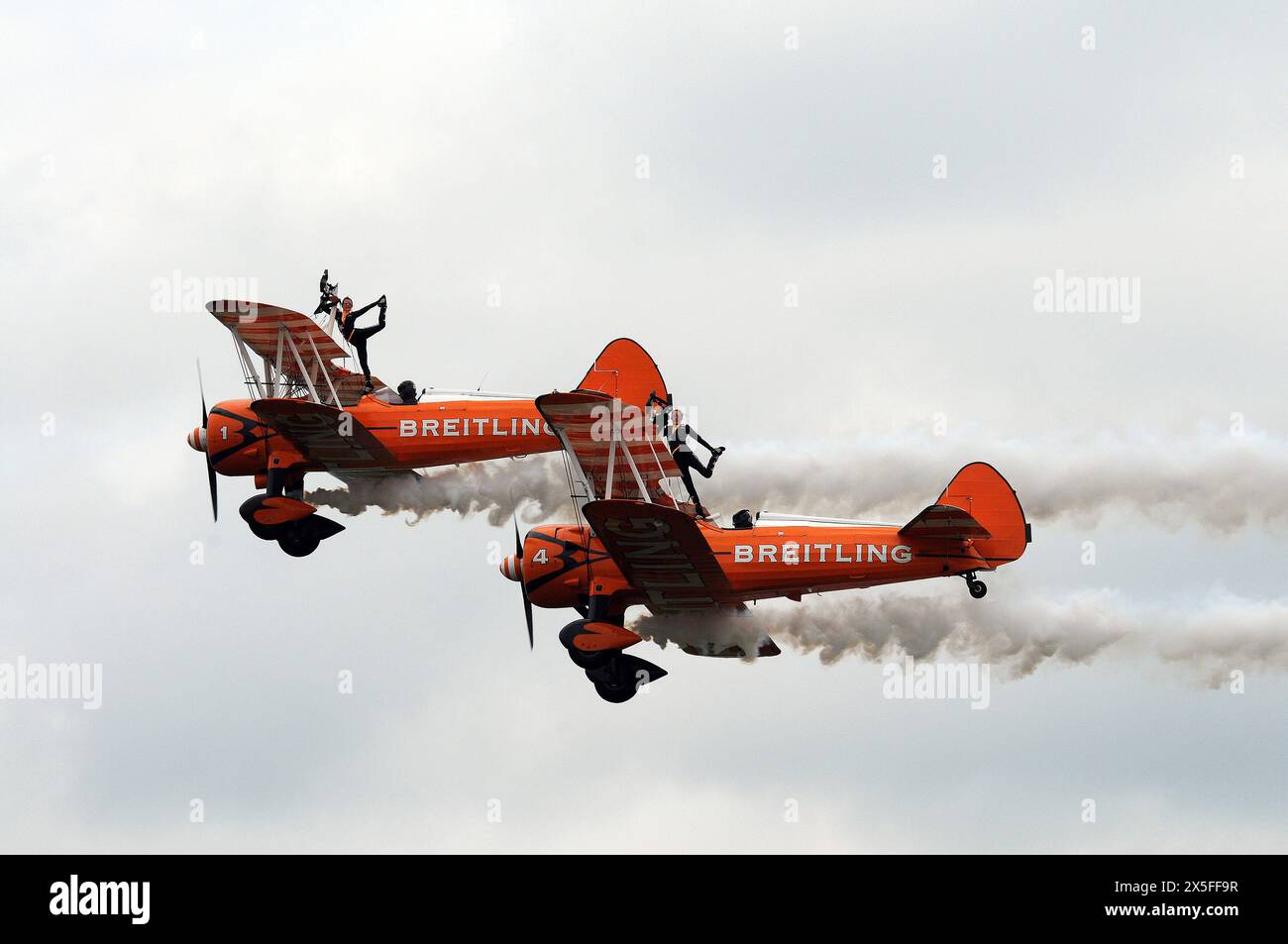 Breitling Wing-Walkers au Cosford Air Show, 2015. Banque D'Images