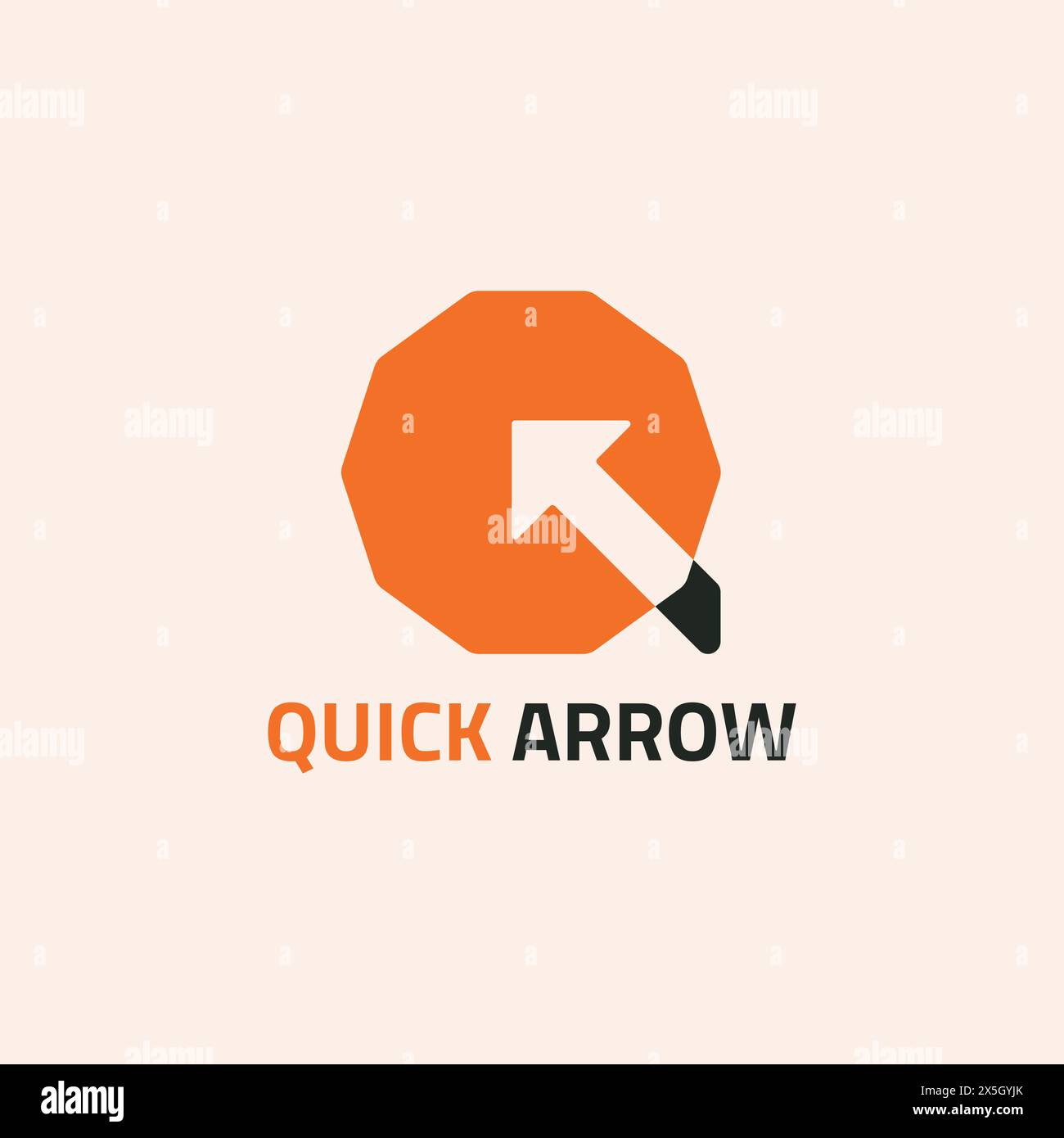 Logo de tente avec flèche espace négatif et formant la lettre Q. Illustration de Vecteur