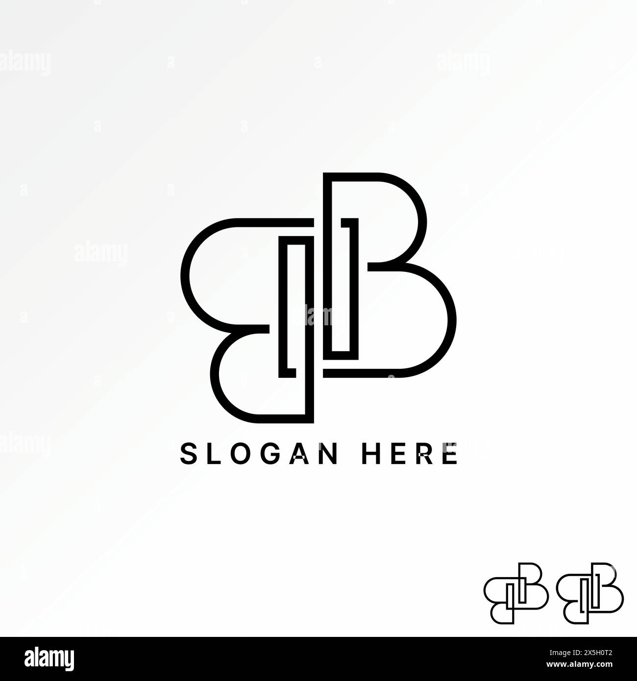 Logo design graphique concept créatif premium vecteur stock initiale lettre B ou BB police Line art motif motif flip top down typographie connexe monogramme Illustration de Vecteur