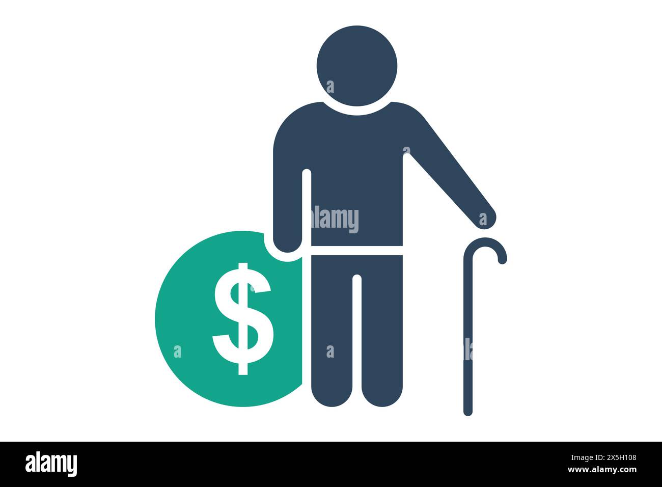 icône pension. personnes âgées avec dollar. icône liée aux personnes âgées. style d'icône unie. illustration de l'élément vieillesse Illustration de Vecteur