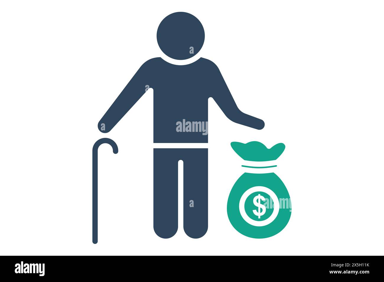 icône pension. vieillesse avec sac d'argent. icône liée aux personnes âgées. style d'icône unie. illustration de l'élément vieillesse Illustration de Vecteur