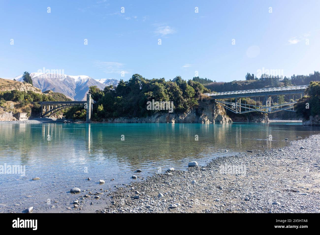 Gorge de la rivière Rakaia près de Windwhistle, Canterbury, Île du Sud, Nouvelle-Zélande Banque D'Images