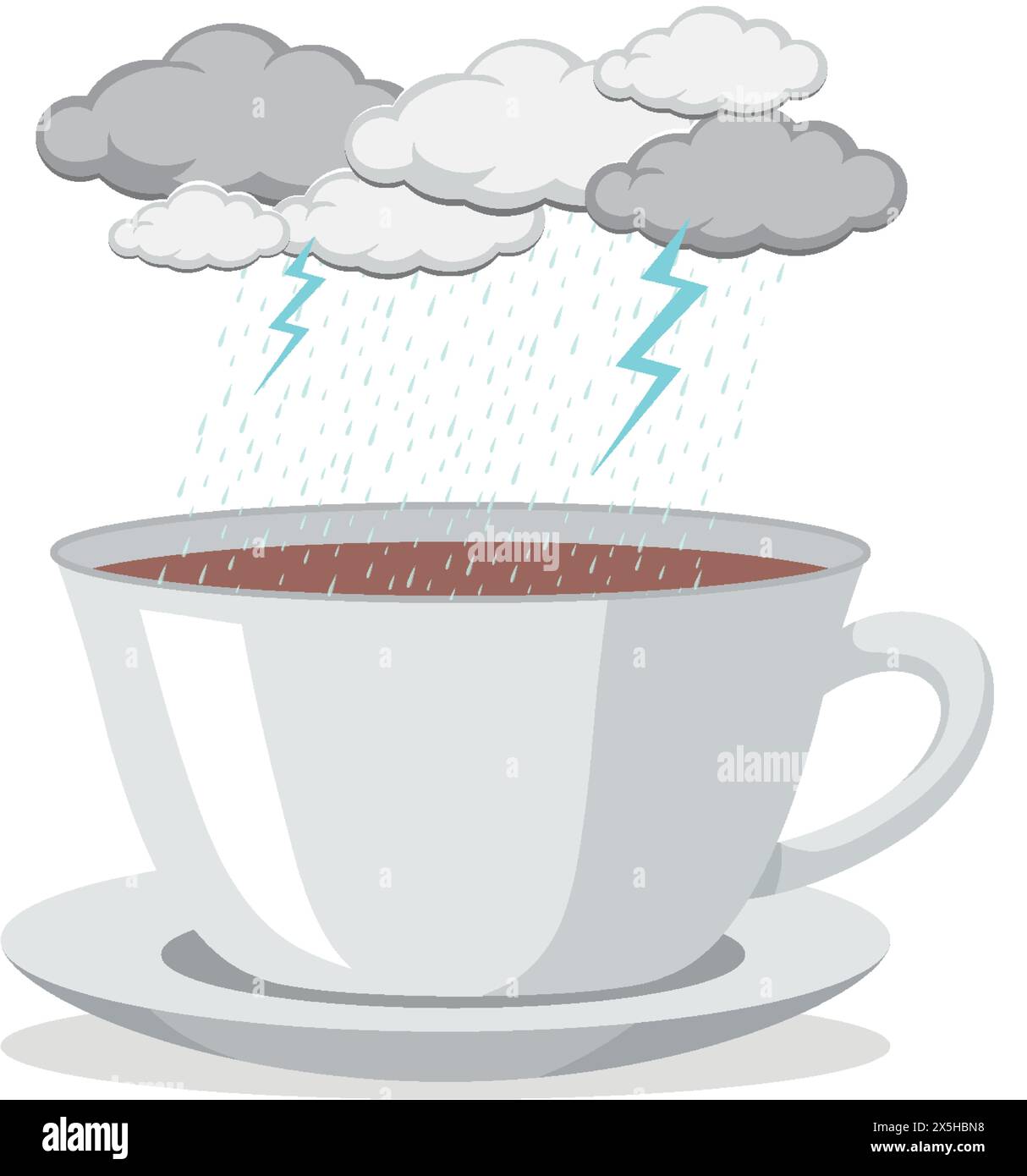 Illustration vectorielle d'une tempête au-dessus d'une tasse de café Illustration de Vecteur