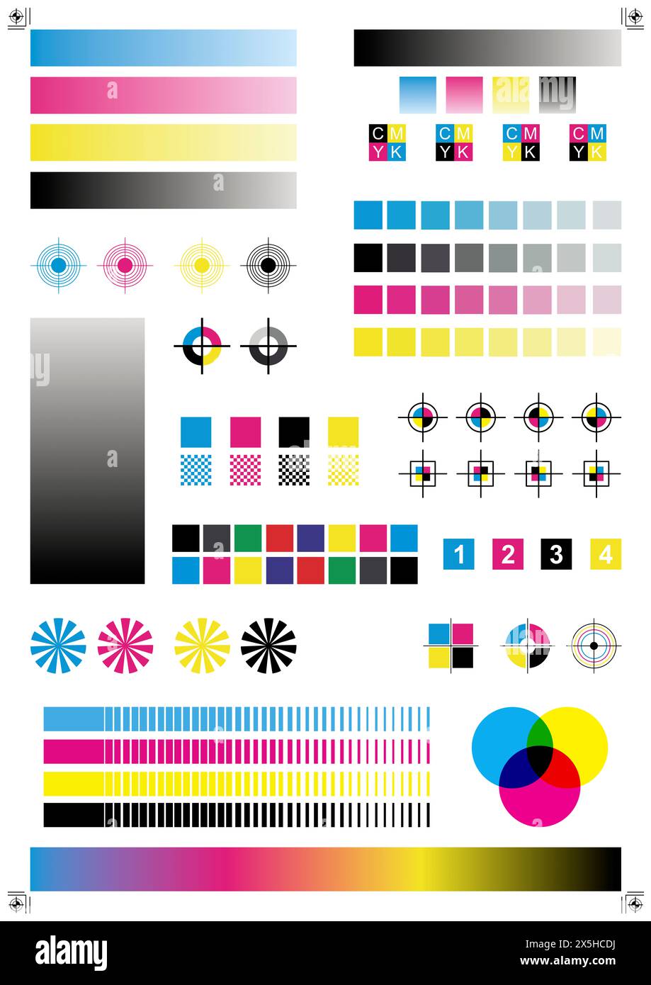 Page de test d'impression CMJN Banque D'Images