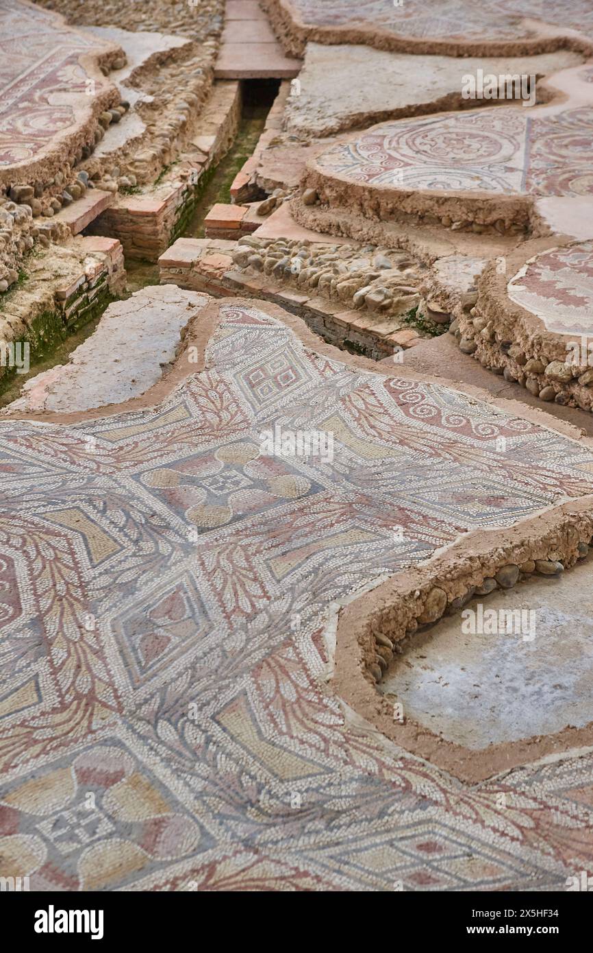 Mosaïques romaines et hypocalt à la Olmeda. Palencia, Espagne Banque D'Images