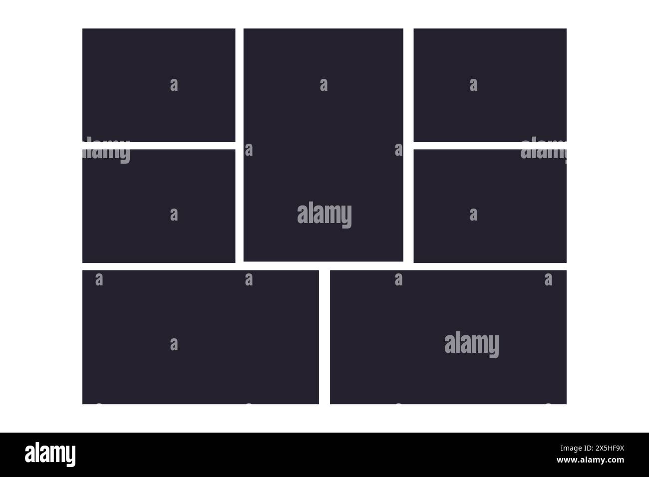 Modèle de cadres de collage de grille photo, mise en page de moodboad, bordure de mosaïque, ensemble de scrapbook isolé sur fond. Maquette d'affichage de présentation. Illustration vectorielle Illustration de Vecteur