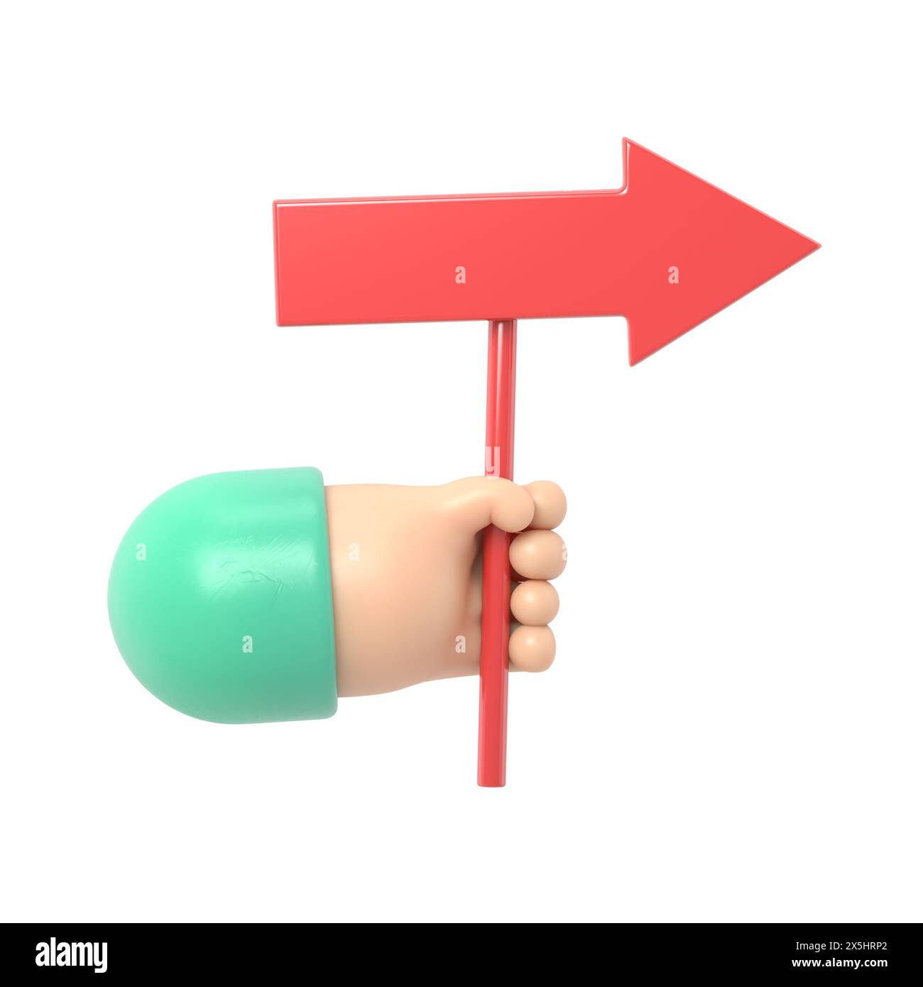 Maquette d'icône de geste de dessin animé. Flèche du pointeur dans un dessin animé. Disney Cartoon.3D rendu sur fond blanc. Banque D'Images