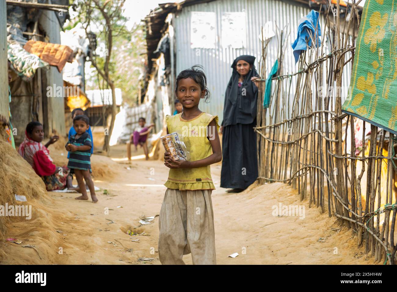 Bangladesh, Cox's Bazar. Réfugiés rohingyas musulmans birmans à Cox's Bazar, au Bangladesh. (Usage éditorial uniquement) Banque D'Images