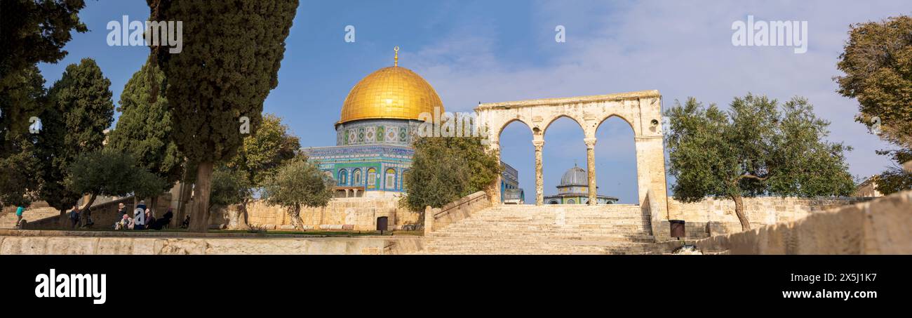 Israël, Jérusalem. Mont du Temple, mosquée Al-Aqsa liée à Mahomet et reconstruite au cours des VIIIe au XIe siècles. Complexe de la mosquée Al-Aqsa. Banque D'Images