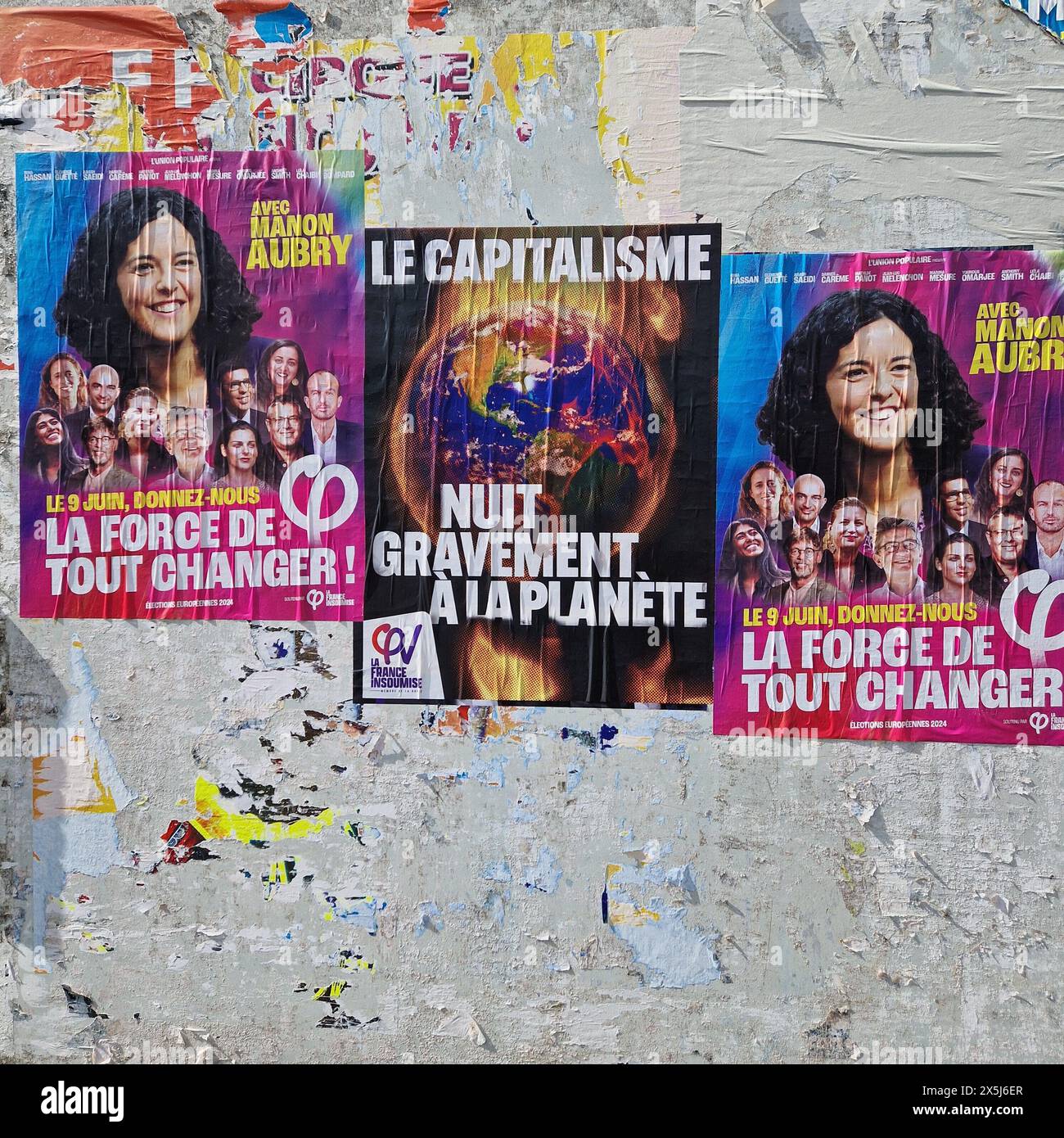 Campagne LFI pour les élections européennes du 9 juin 2024, Lyon, France Banque D'Images