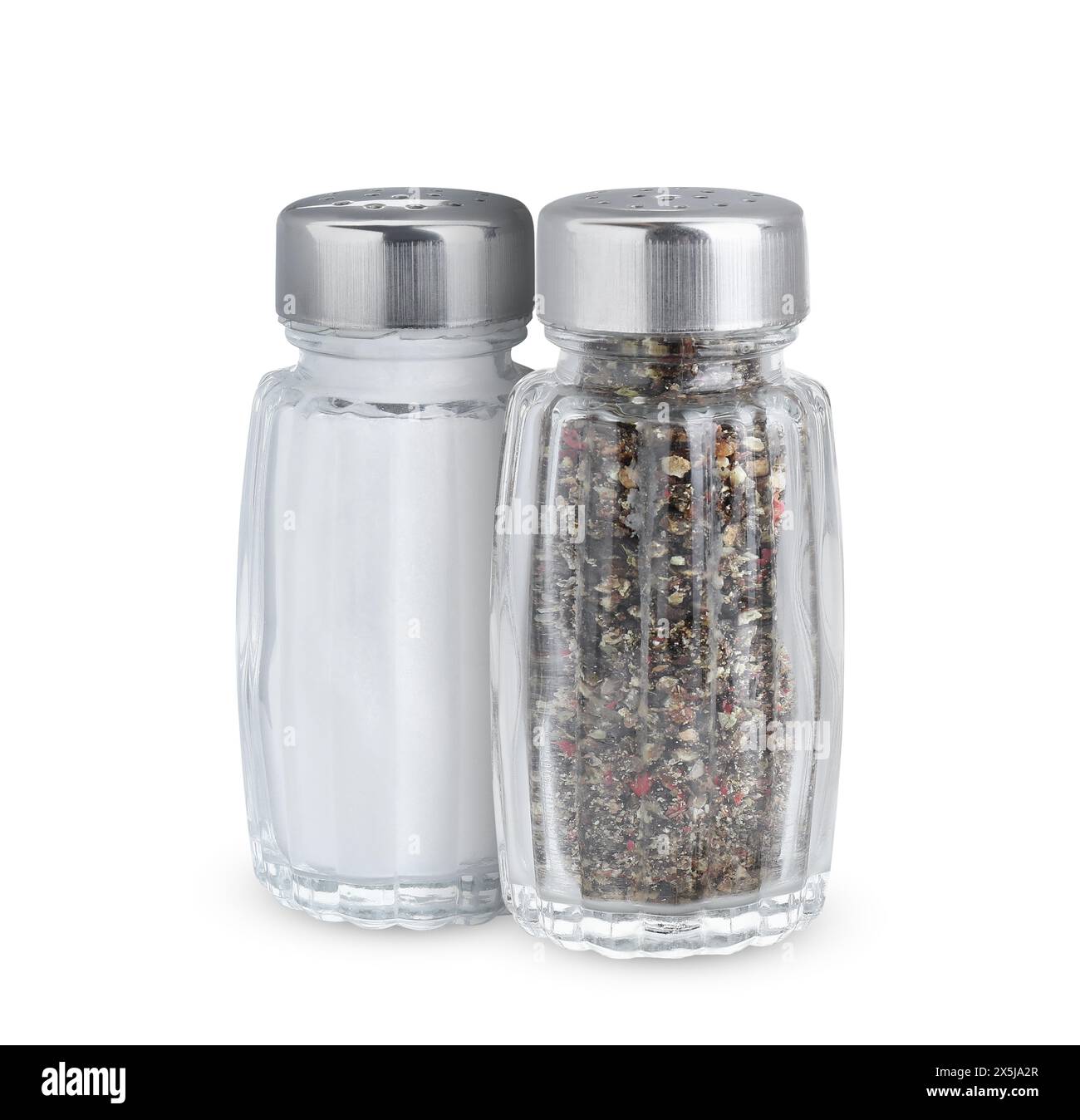 Salière et poivrière isolated on white Banque D'Images