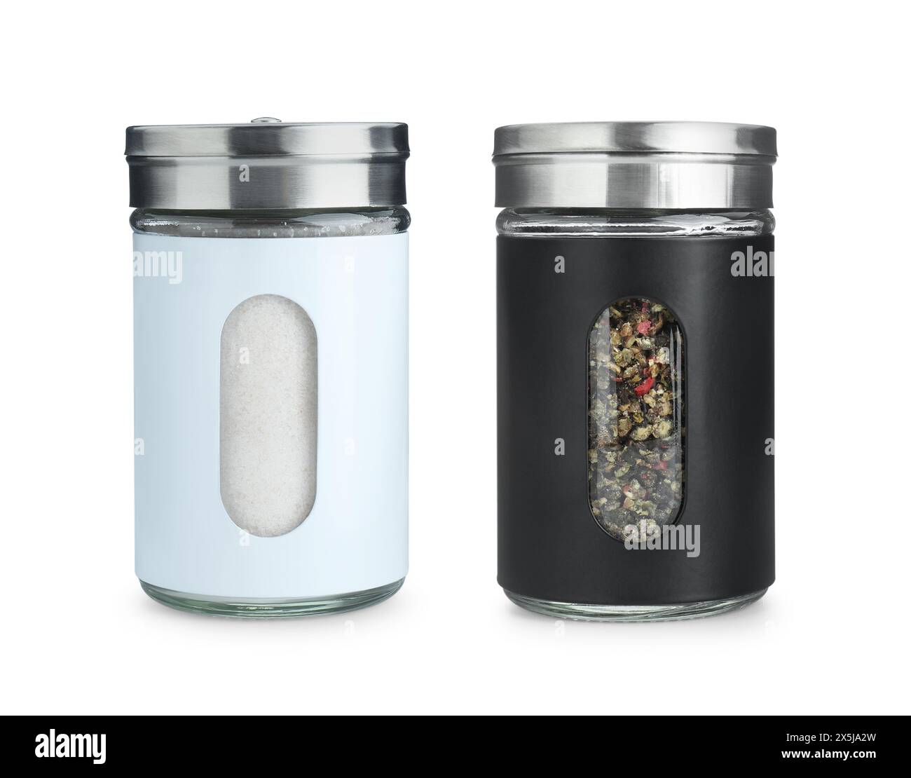 Salière et poivrière isolated on white Banque D'Images