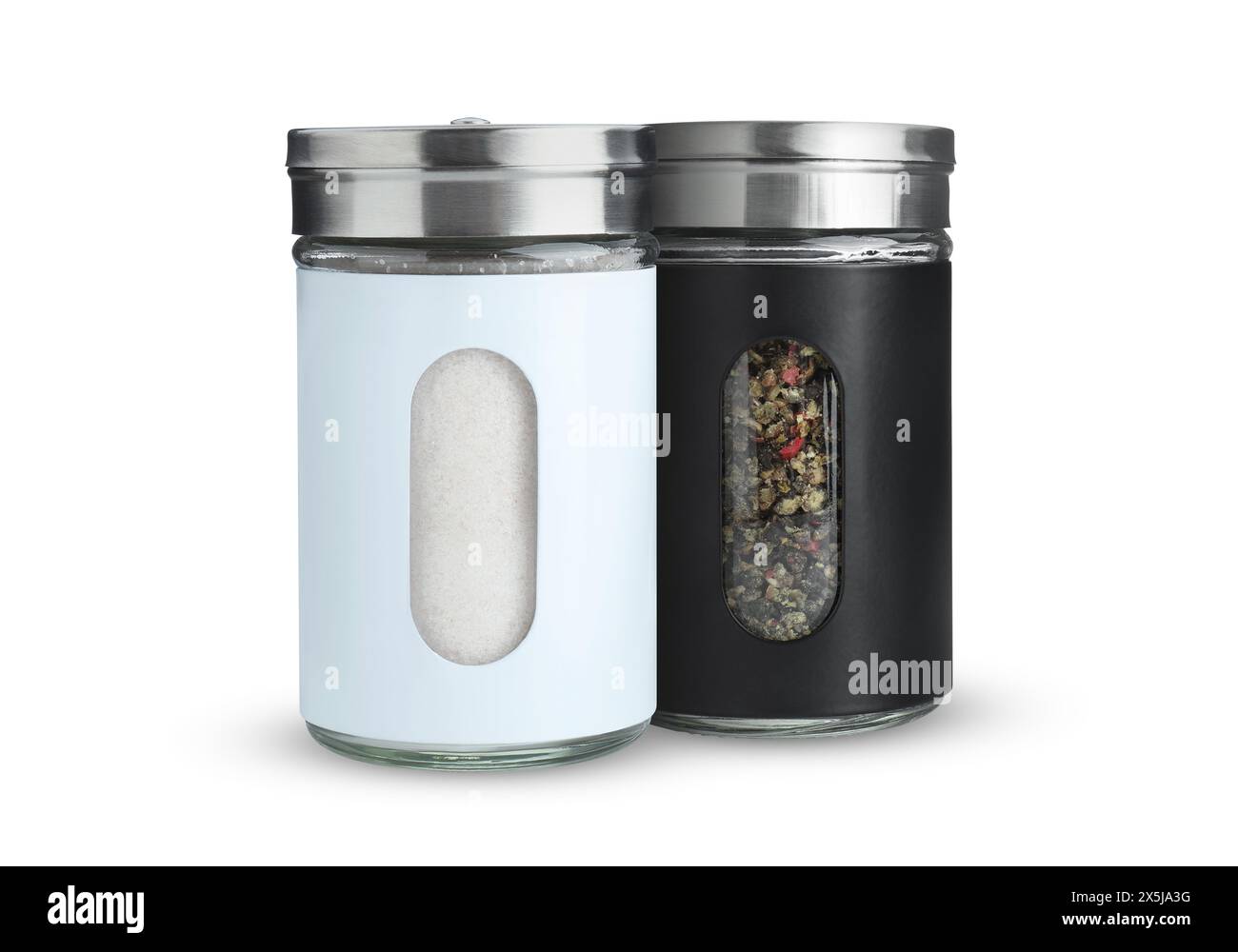 Salière et poivrière isolated on white Banque D'Images