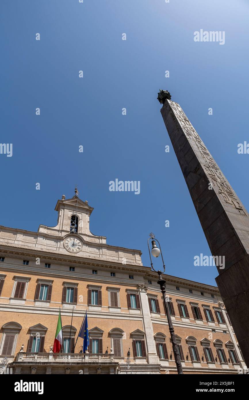 Palazzo Montecitorio Palais, siège de la Chambre des députés de la République italienne. Parlement italien. Rome, Italie, Union européenne, UE Banque D'Images