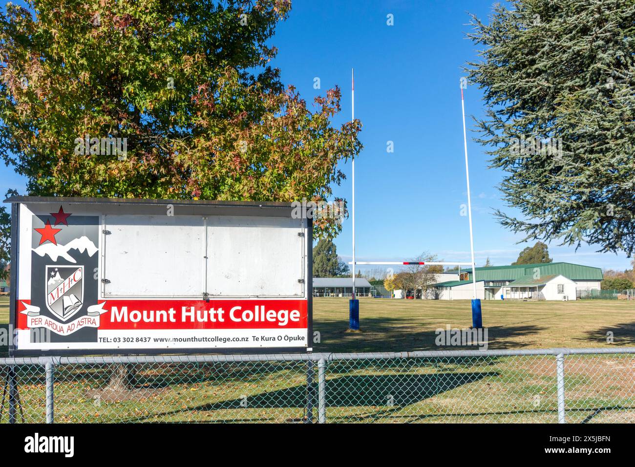 Mount Hutt College, main Street, Methven, Canterbury, Île du Sud, nouvelle-Zélande Banque D'Images