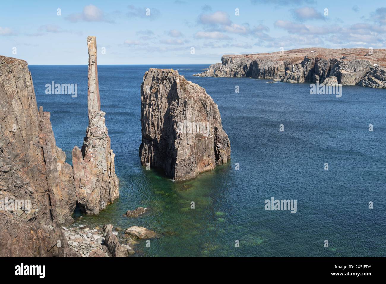 The Chimney, Cable John Cove, Discovery UNESCO Global Geopark, péninsule Bonavista, Terre-Neuve. Banque D'Images