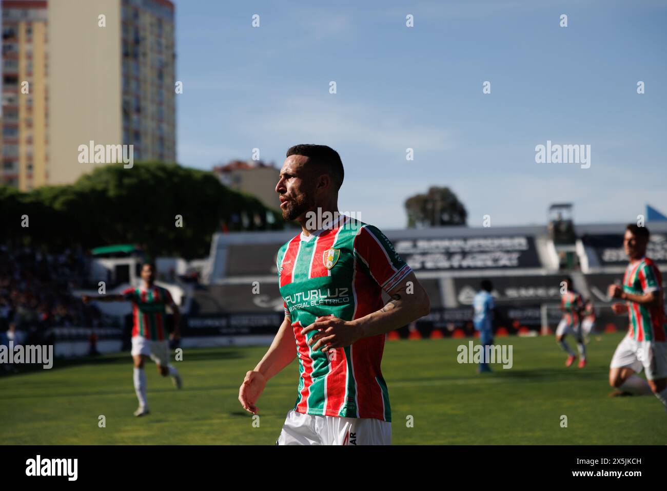 Kikas célèbre après avoir marqué un but lors du match de Liga Portugal entre CF Estrela Amadora et Rio Ave FC à Estadio Jose Gomes, Amadora, Lisbonne, Por Banque D'Images