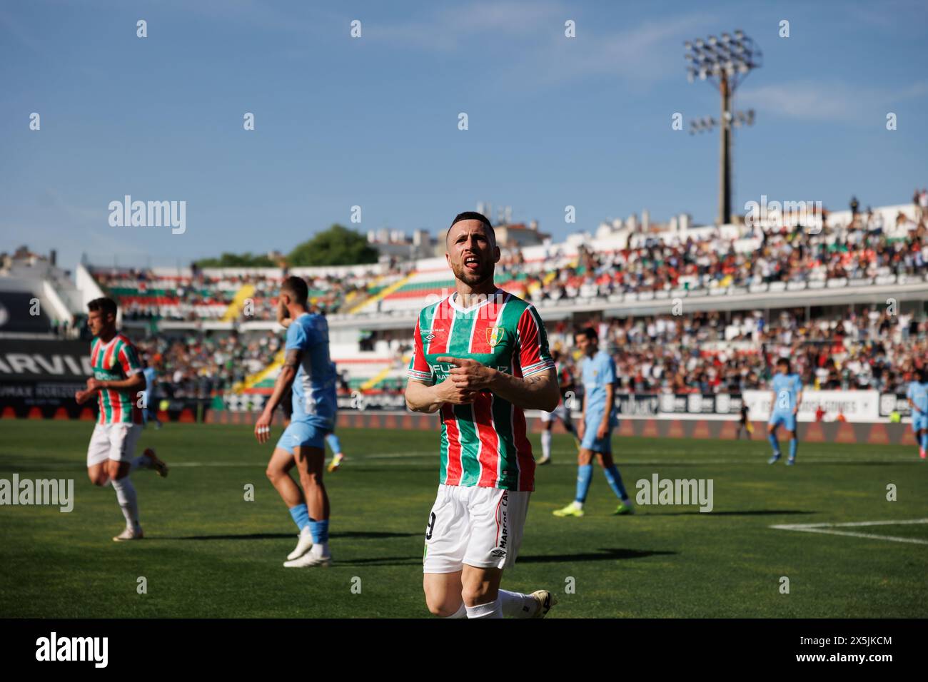 Kikas célèbre après avoir marqué un but lors du match de Liga Portugal entre CF Estrela Amadora et Rio Ave FC à Estadio Jose Gomes, Amadora, Lisbonne, Por Banque D'Images