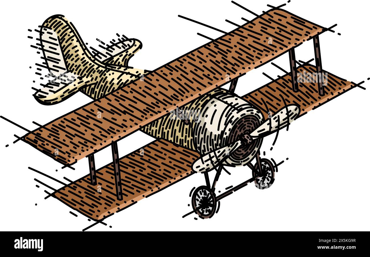 avion poster voyage vintage esquisse dessinée à la main vecteur Illustration de Vecteur
