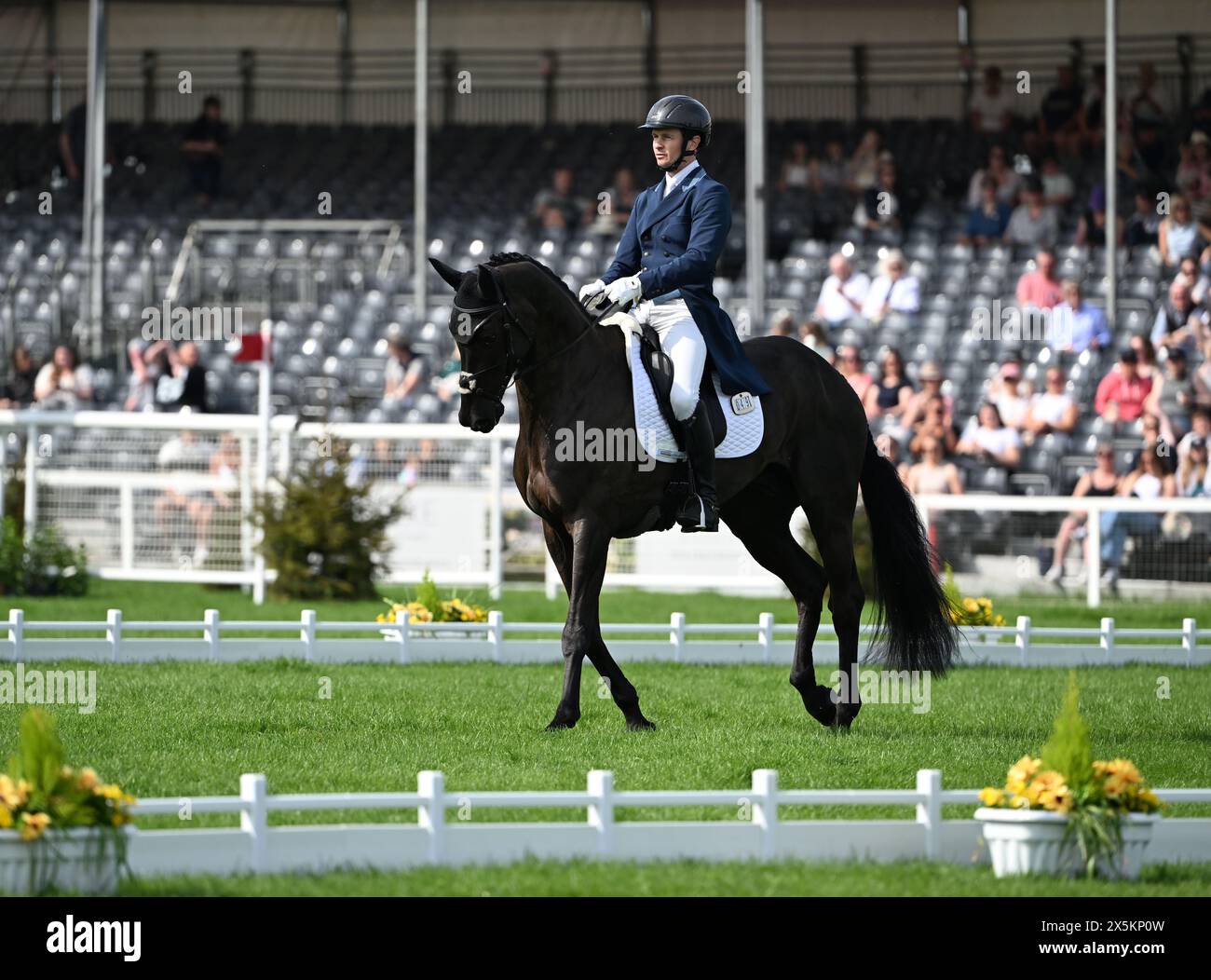 Badminton Estate, Gloucestershire, Royaume-Uni. 10 mai 2024. 2024 MARS Badminton Horse Trials jour 3 ; Francis Whittington (GBR) Riding DHI PURPLE RAIN pendant le dressage le jour 3 crédit : action plus Sports/Alamy Live News Banque D'Images