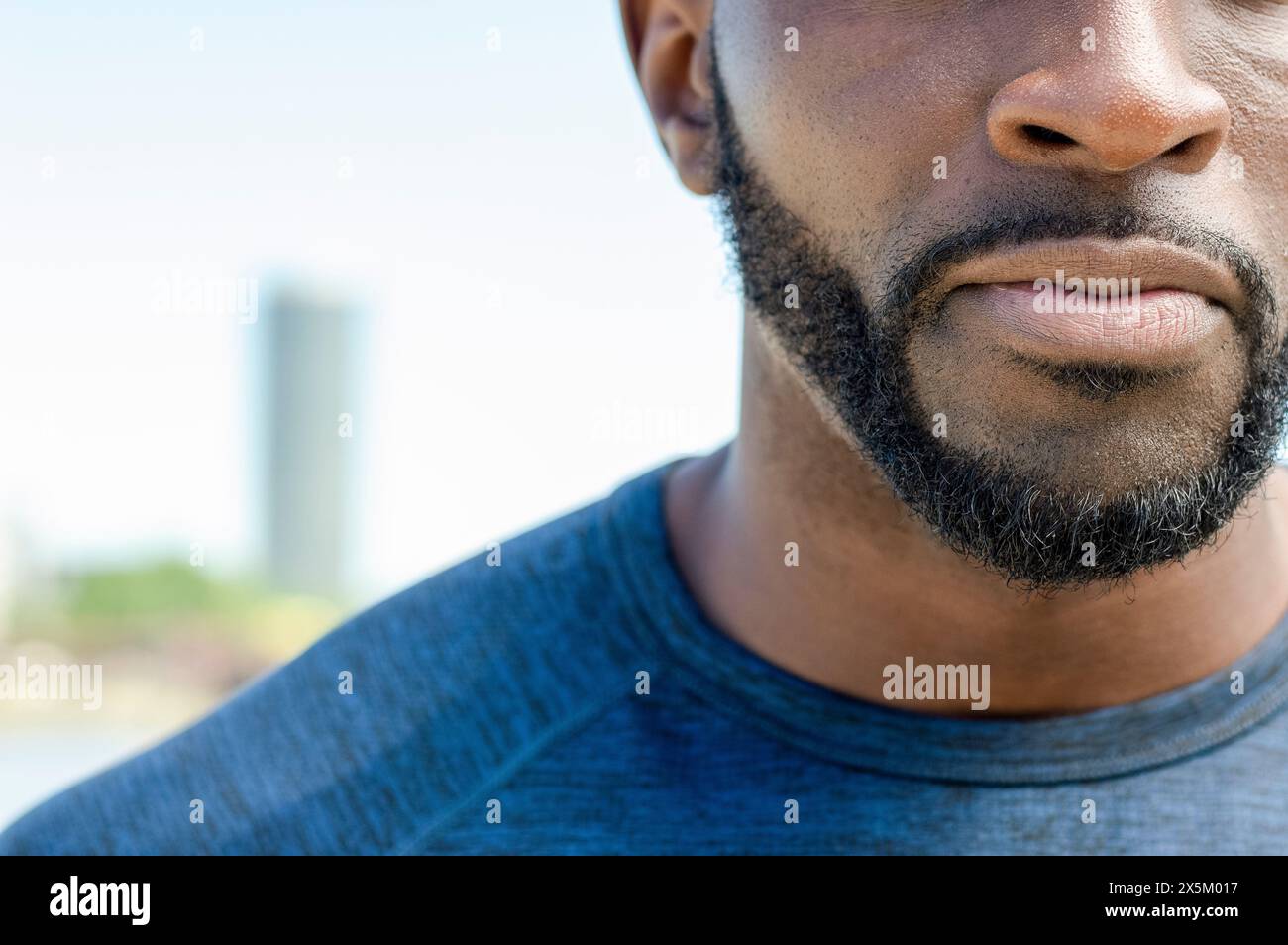 Gros plan sur la barbe d'un homme moyen adulte Banque D'Images