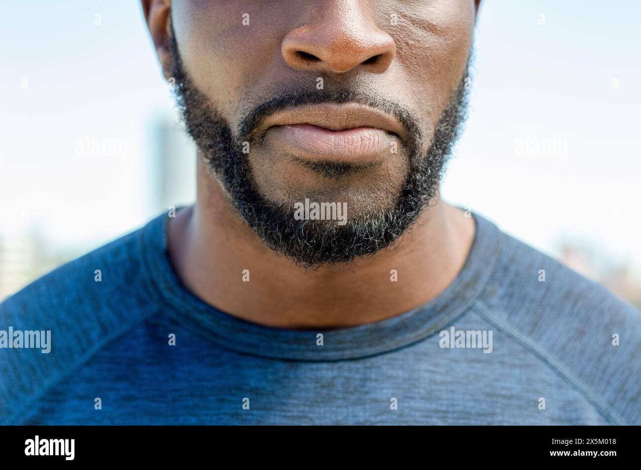 Gros plan sur la barbe d'un homme moyen adulte Banque D'Images