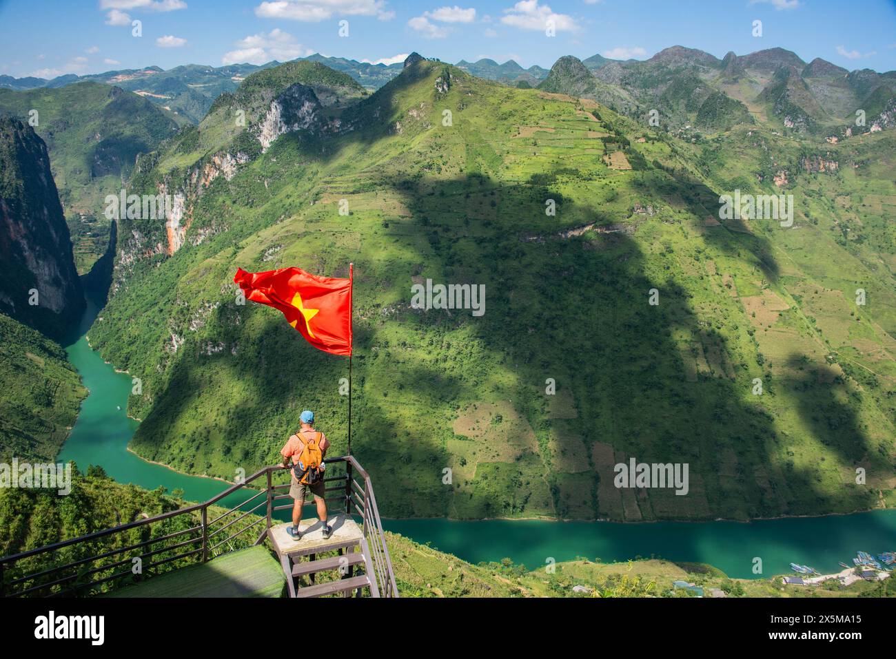 Trekking au-dessus de la rivière Nho que et Tu San Canyon, Ma Pi Leng, Ha Giang, Vietnam Banque D'Images
