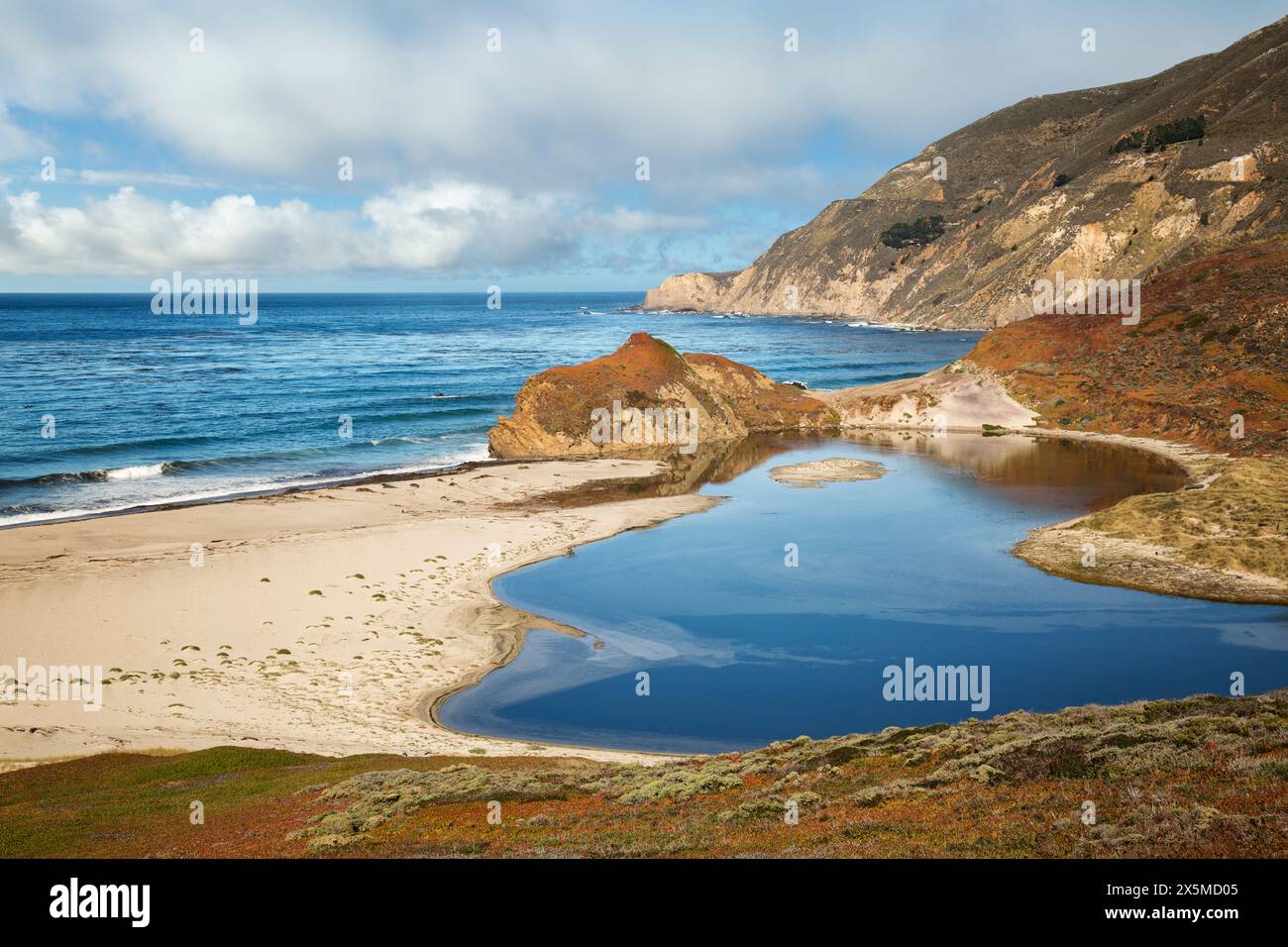 États-Unis, Californie, Côte centrale, Big sur. Midi au bord de la rivière Little sur Banque D'Images