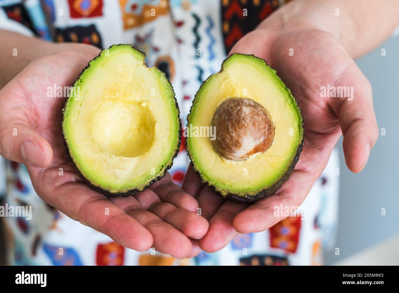 Mains tenant les deux moitiés d'un avocat Banque D'Images