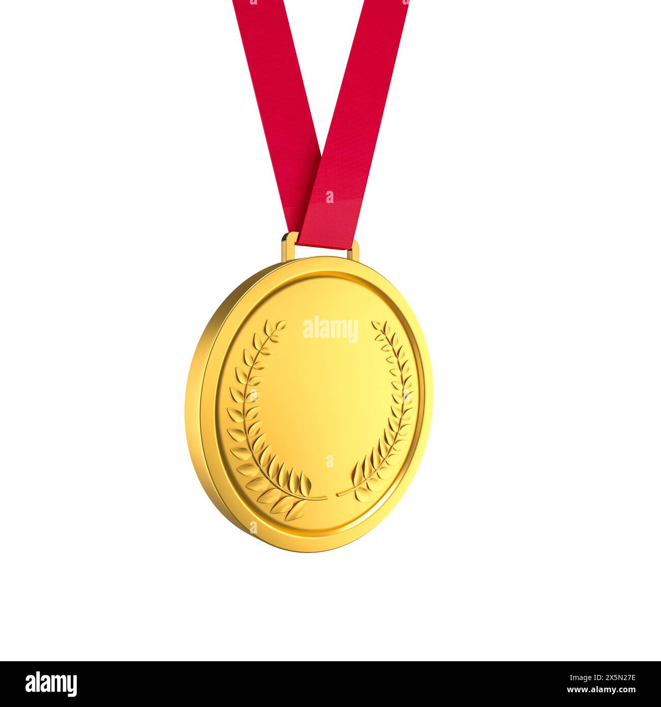 Couronne de laurier de médaille d'or ruban rouge fond translucide Banque D'Images