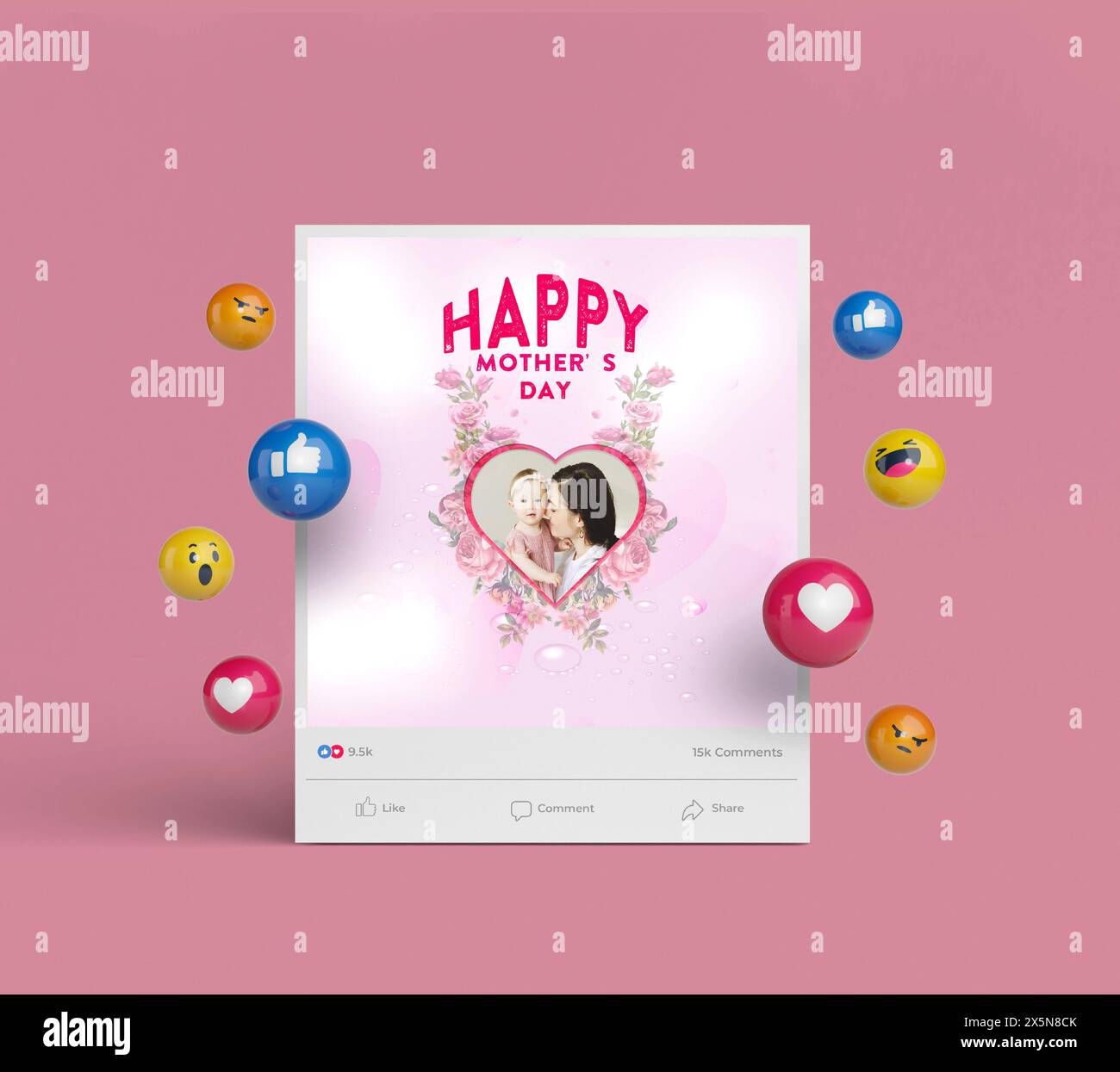 Joyeuse fête des mères conception de publication de médias sociaux. Illustration de Vecteur