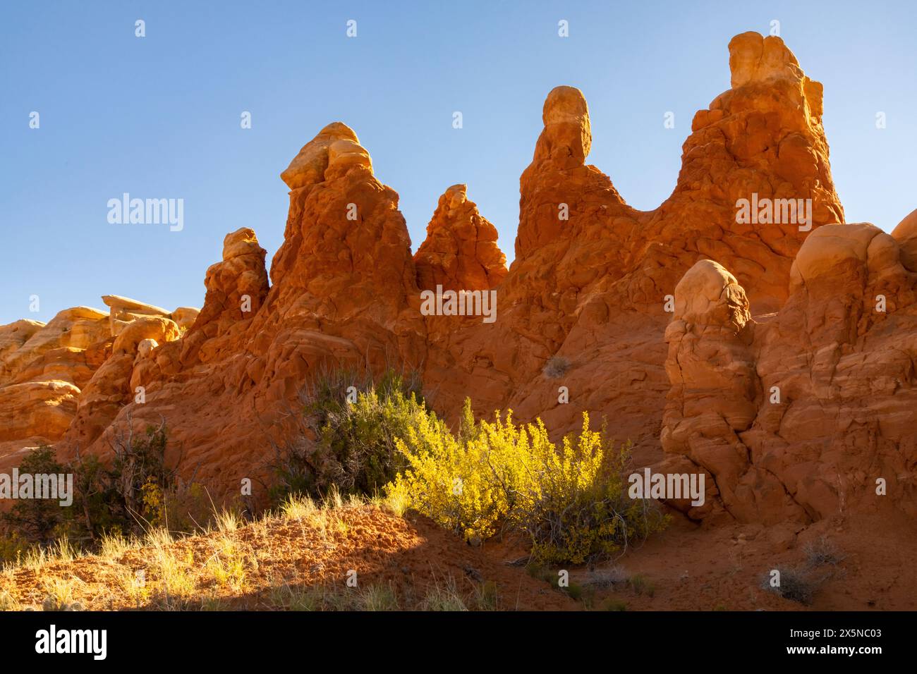 États-Unis, Utah, Grand Staircase Escalante National Monument. Formations hoodoo de pinacle rocheux. Banque D'Images