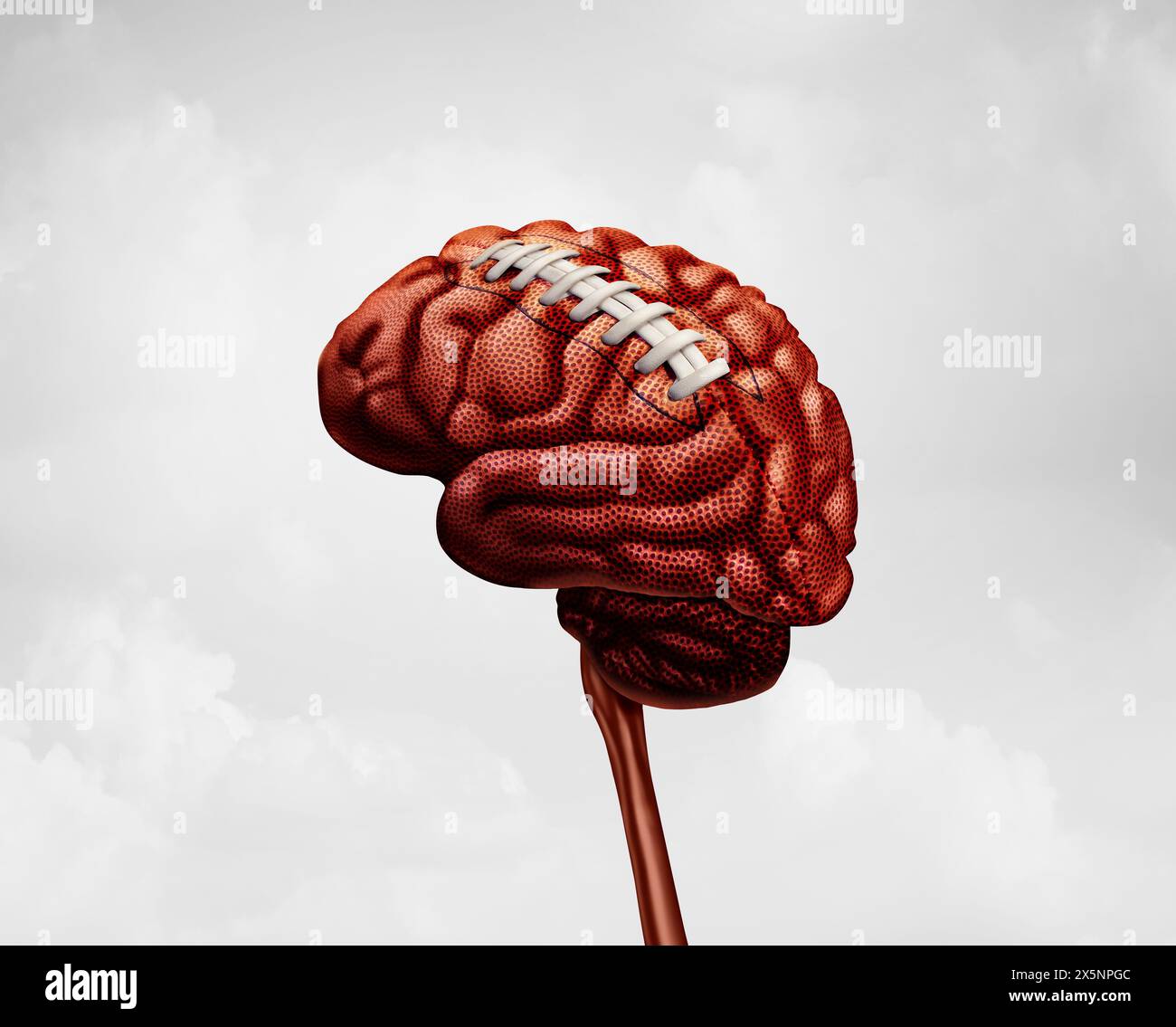 Symbole de trouble cérébral CTE ou d'encéphalopathie traumatique chronique comme une blessure neurologique sportive causant une commotion cérébrale comme des blessures de football dans un hea humain Banque D'Images