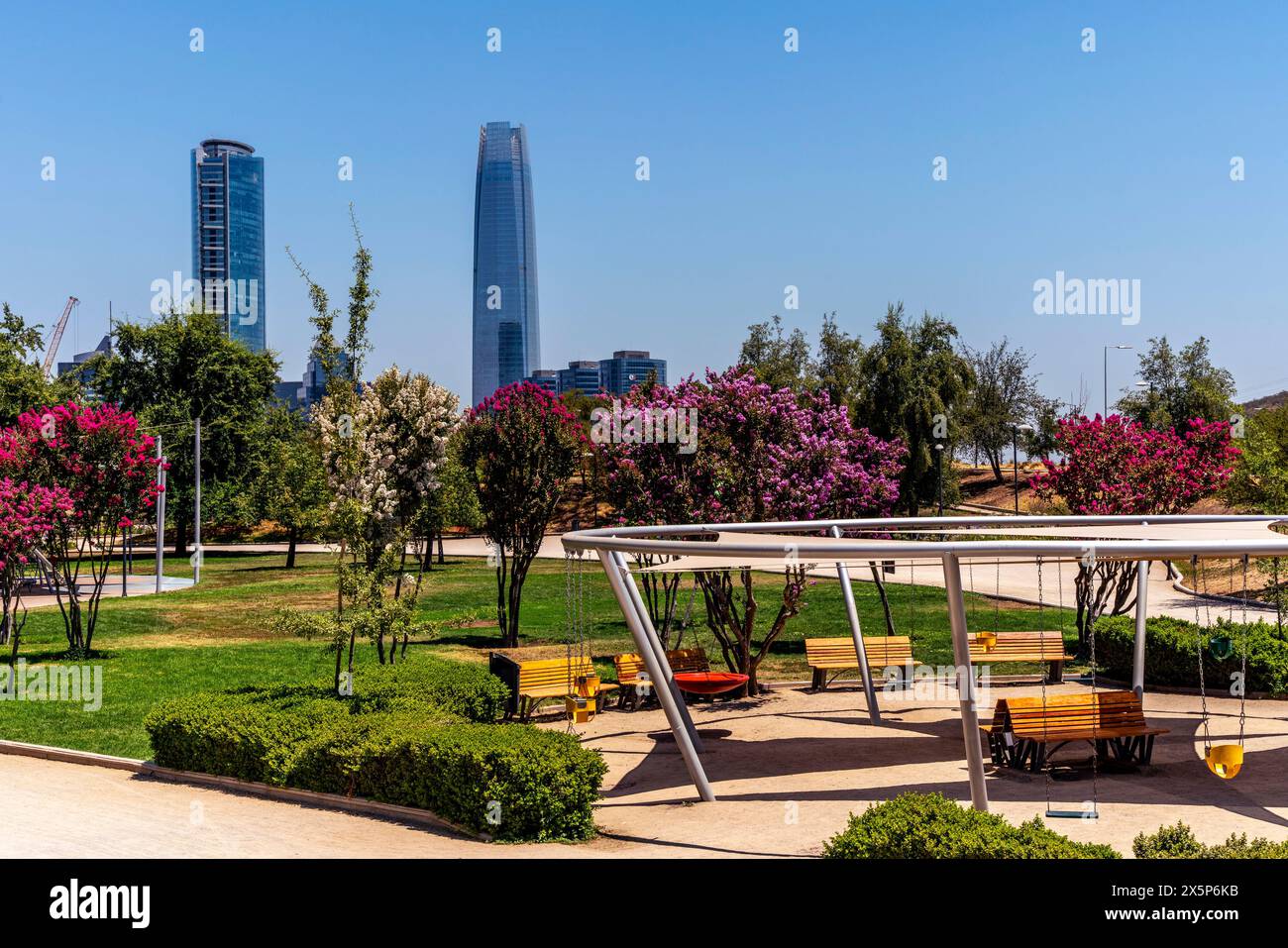 Le parc du Bicentenaire, Santiago, Chili. Banque D'Images