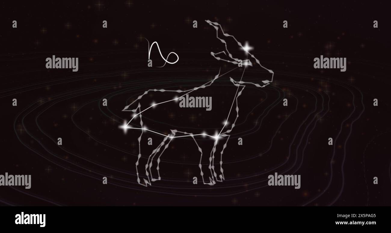 Image du signe d'étoile capricorne avec des étoiles brillantes Banque D'Images