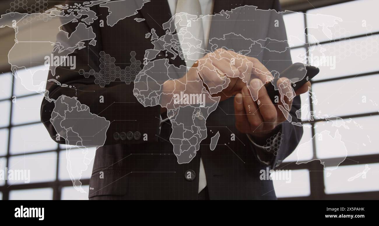 Le réseau mondial de traitement des données en action, avec des données transmises et traitées à travers le w Banque D'Images