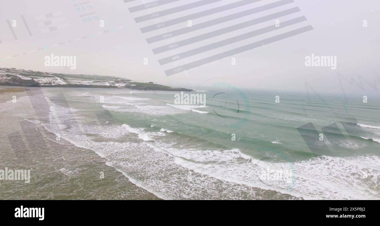 Image de graphiques et de données financiers sur le paysage marin Banque D'Images