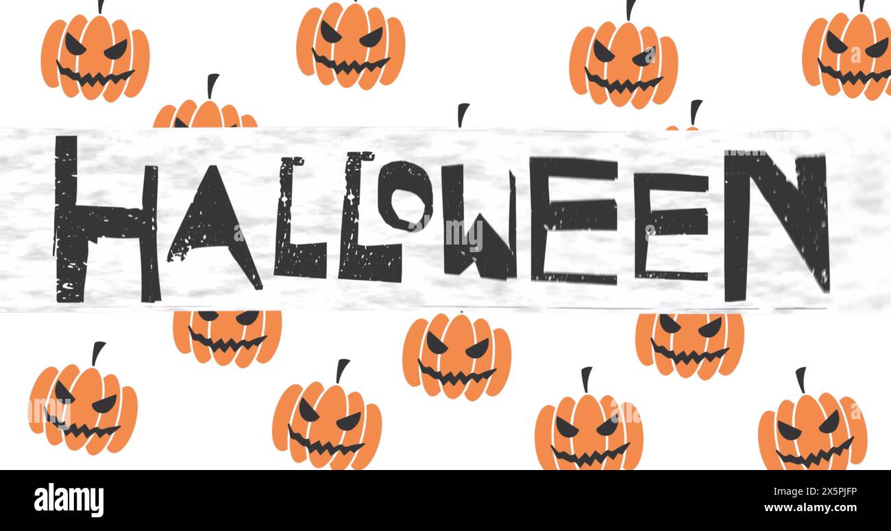 Image du texte Happy halloween et des lanternes Jack o sur fond orange Banque D'Images