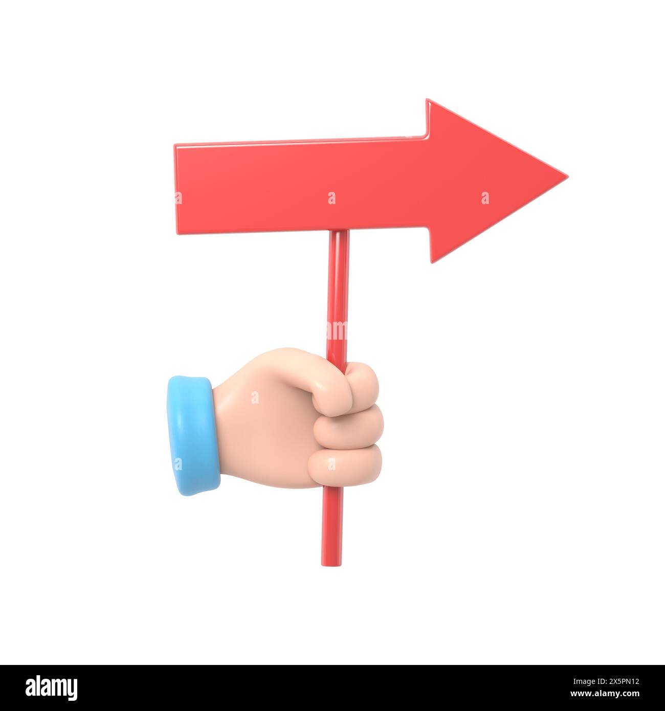 Maquette d'icône de geste de dessin animé. Flèche du pointeur dans un dessin animé. Disney Cartoon.3D rendu sur fond blanc. Banque D'Images